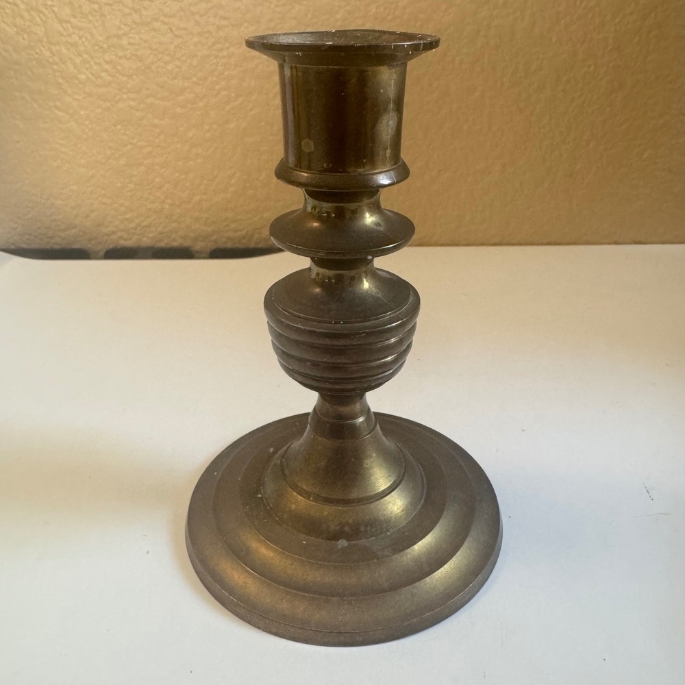Vintage Solid Brass Candlestick Holder Made in India Taper Candle Stand 4.75in